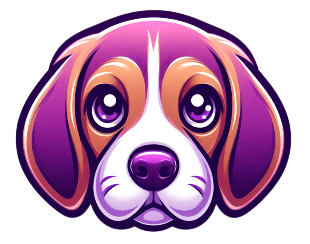 Purple Beagle Digital Logo - a brown and purple beagle head