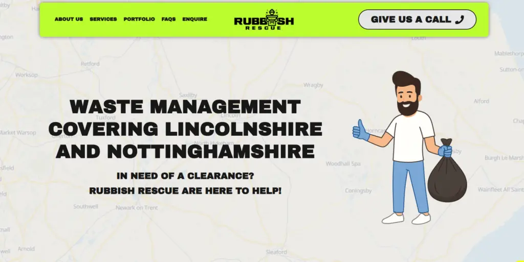 A screenshot from the Rubbish Rescue homepage
