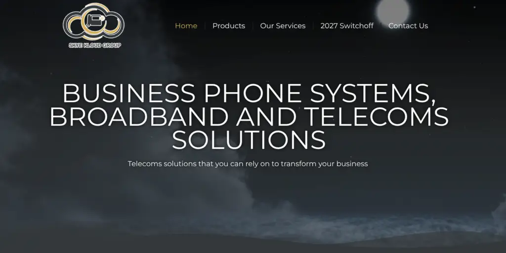 A screenshot from the Skye Kloud Group homepage