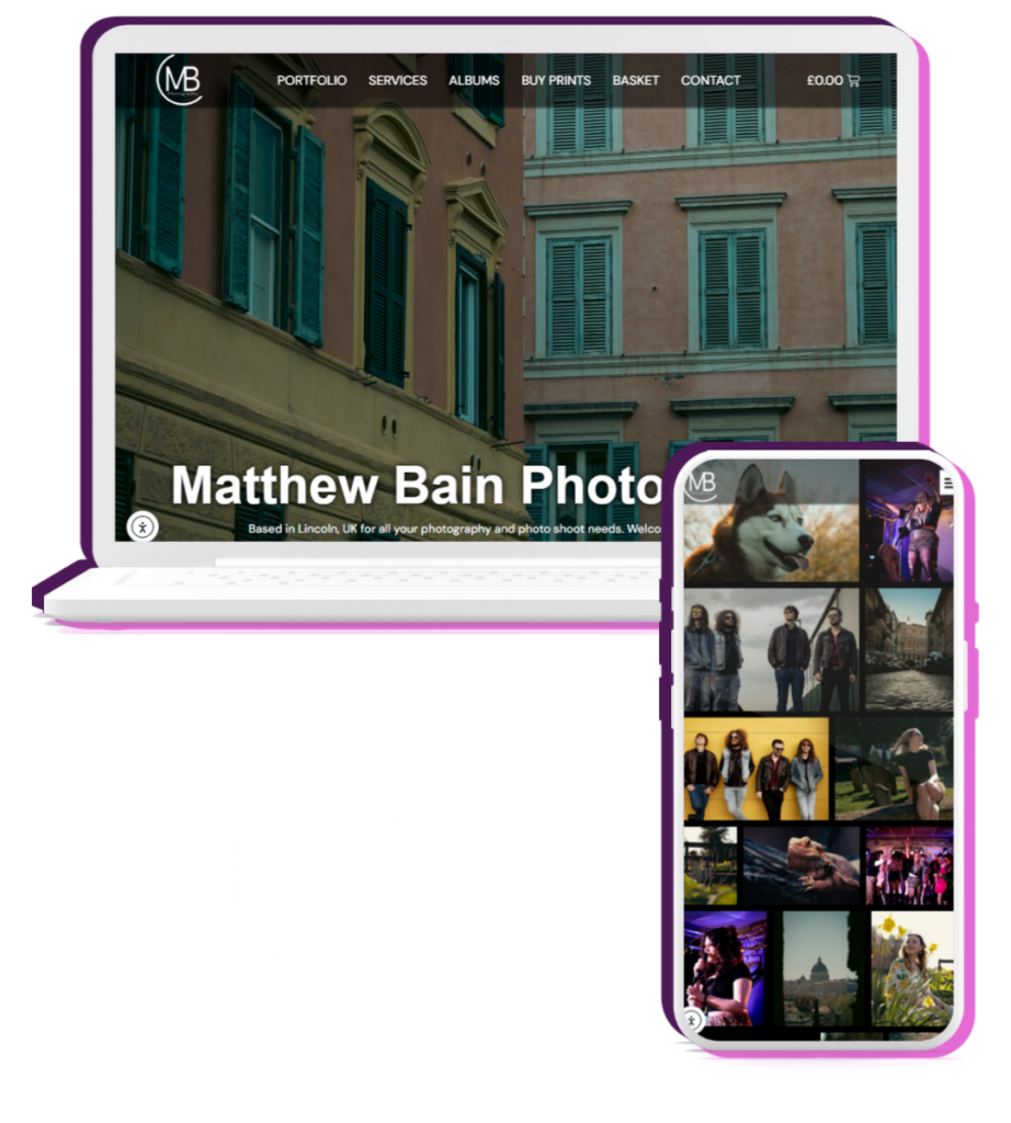Bain photography website built by Purple Beagle Digital