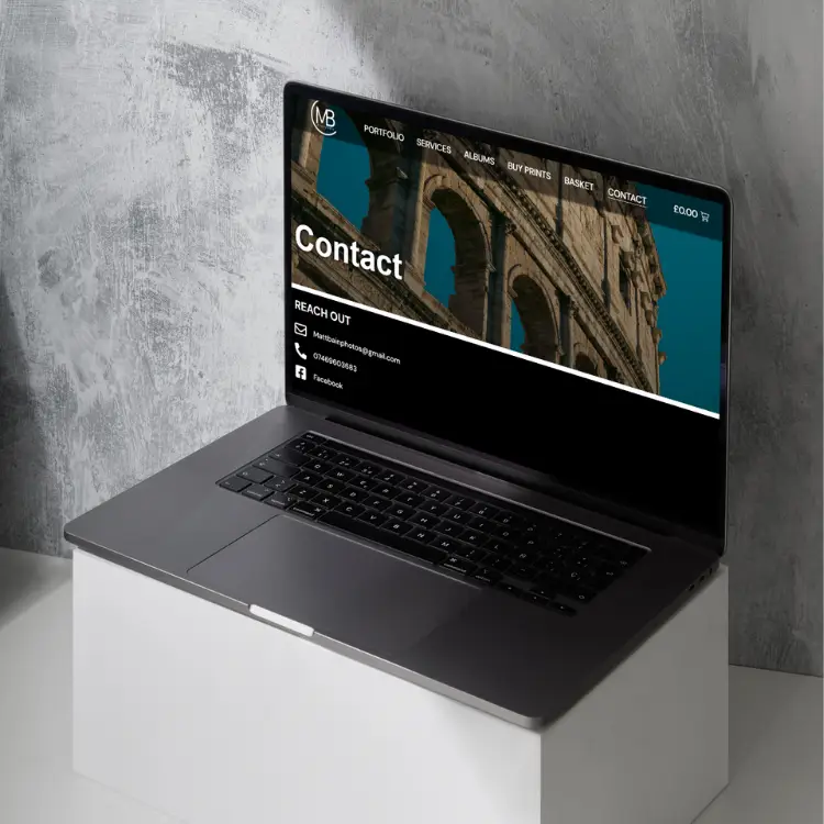 MB Photography Contact page