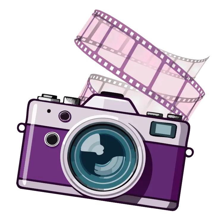 Camera with film strip