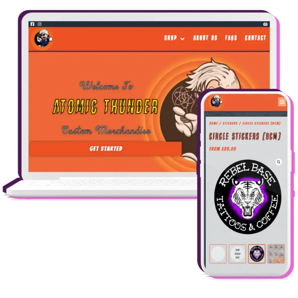 Atomic Thunder Custom Merchandise, Sleaford website