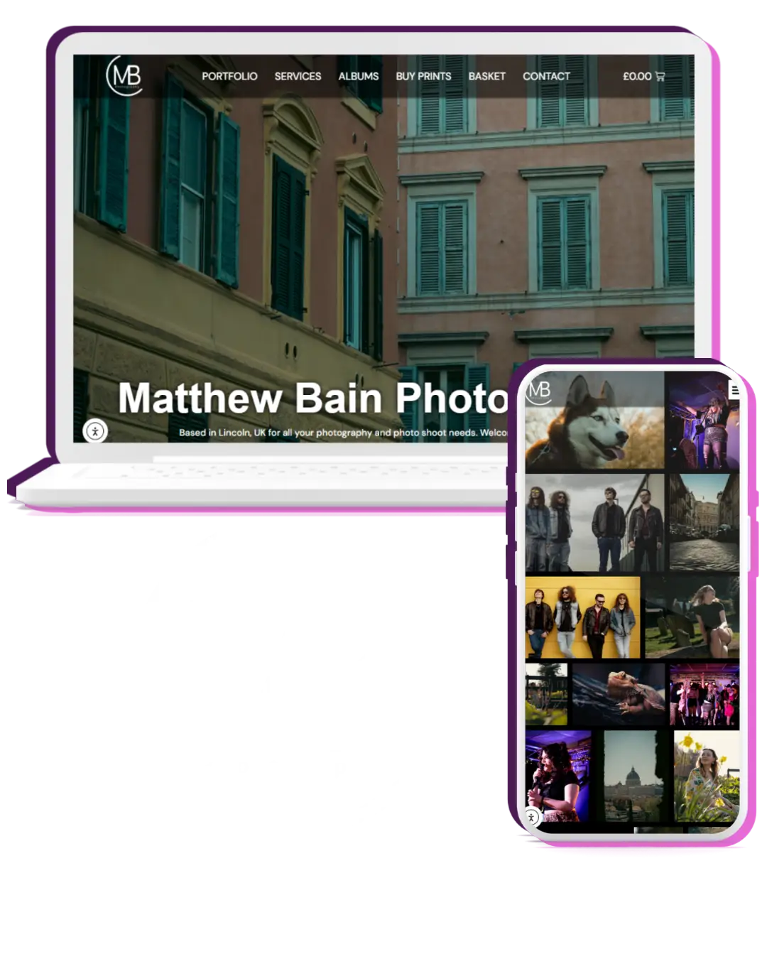 Bain Photography, Lincoln website built by Purple Beagle Digital