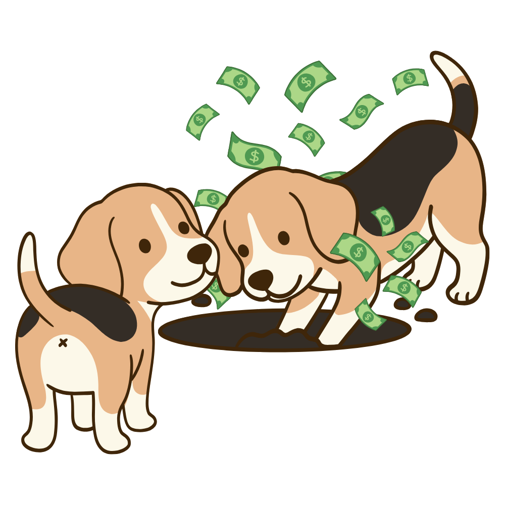 Beagles digging up money