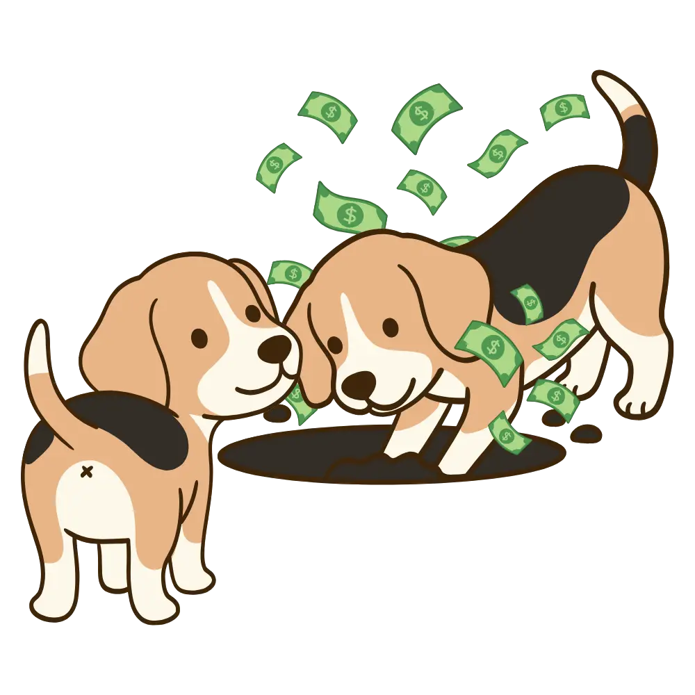 Beagles digging up money